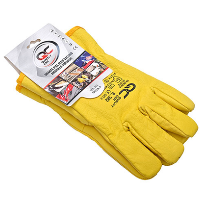 Guante Piel Flor Vacuno Amarillo Forrado